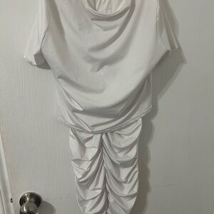 White Ruched Two-Piece Set